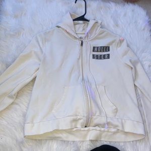 white zip up girls hollister jacket